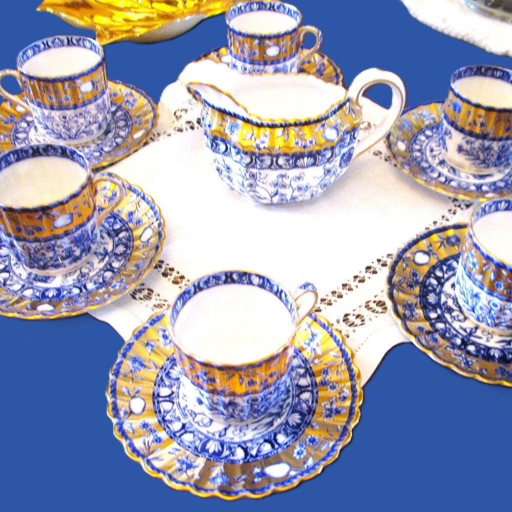 Antiq.Spode c.1790-1890 Copeland china dimitasse cups,saucers & creamer